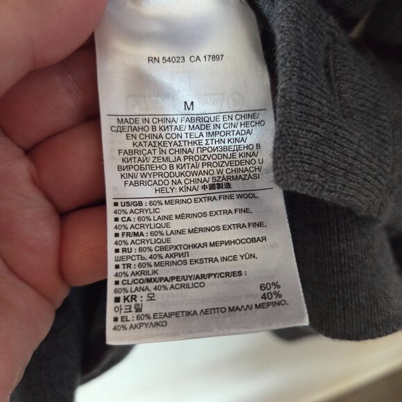 Banana Republic Mens Size M Gray Striped Shawl Collar Merino Wool Cardigan - Picture 7 of 9